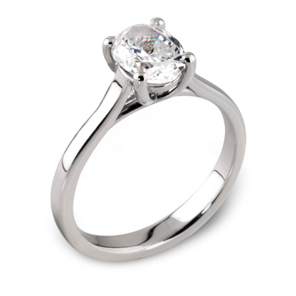 Platinum Lab Grown Oval Solitaire Diamond Ring 0.75ct