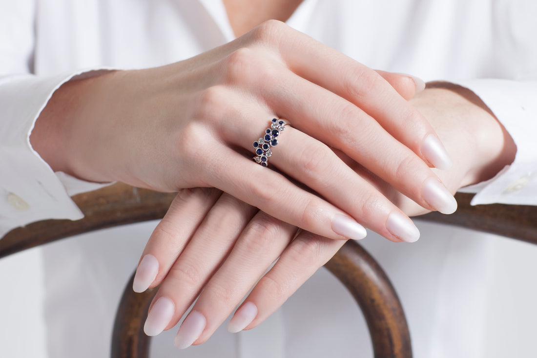 18ct White Gold Round Sapphire & Diamond Bubble Ring - Robert Anthony Jewellers, Edinburgh